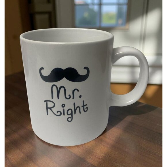 White Ceramic Waechtersbach Mr. Right Coffee Mug With Mustache Graphic - Germany - Picture 1 of 4